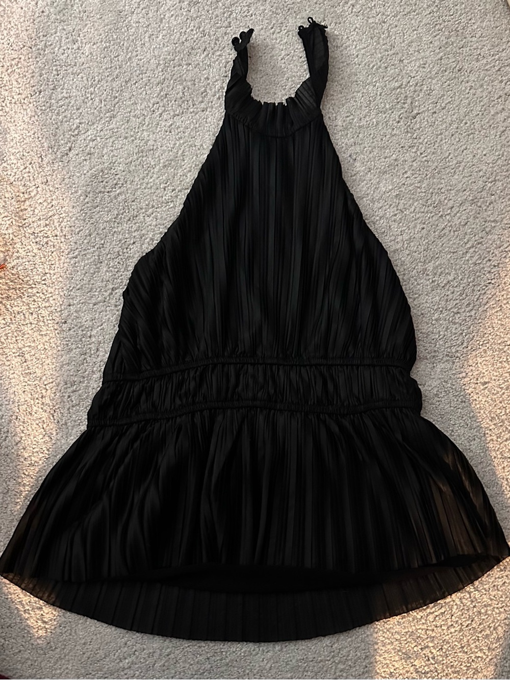 Anthropologie Black Pleated Halter Blouse